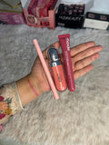 Brownish and pinkish bundle | huda beauty lipstain | rhode lipgloss | kiko Milano 3D hydra gloss
