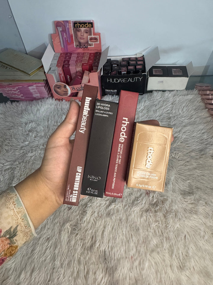 Hot Cocoa bundle | huda beauty lipstain | kiko milano gloss | rhode lipgloss | rhode blush