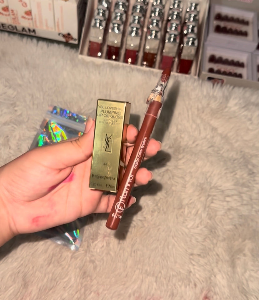 Pink baddie lipcombo | lip-pencil | ysl lipgloss