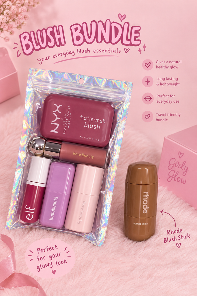 Blush bundle | NYX butter melting blush | rare beauty blush | elf liquid blush | huda beauty blush | sheglam stick blush | rhode blush