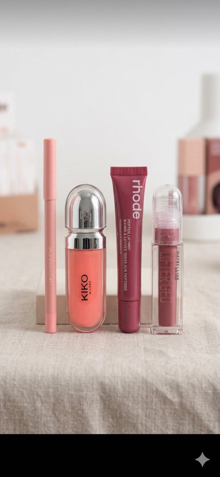 Pink addict bundle | huda beauty lipstain | kiko milano gloss | rhode liptint | maybeilline lifter gells