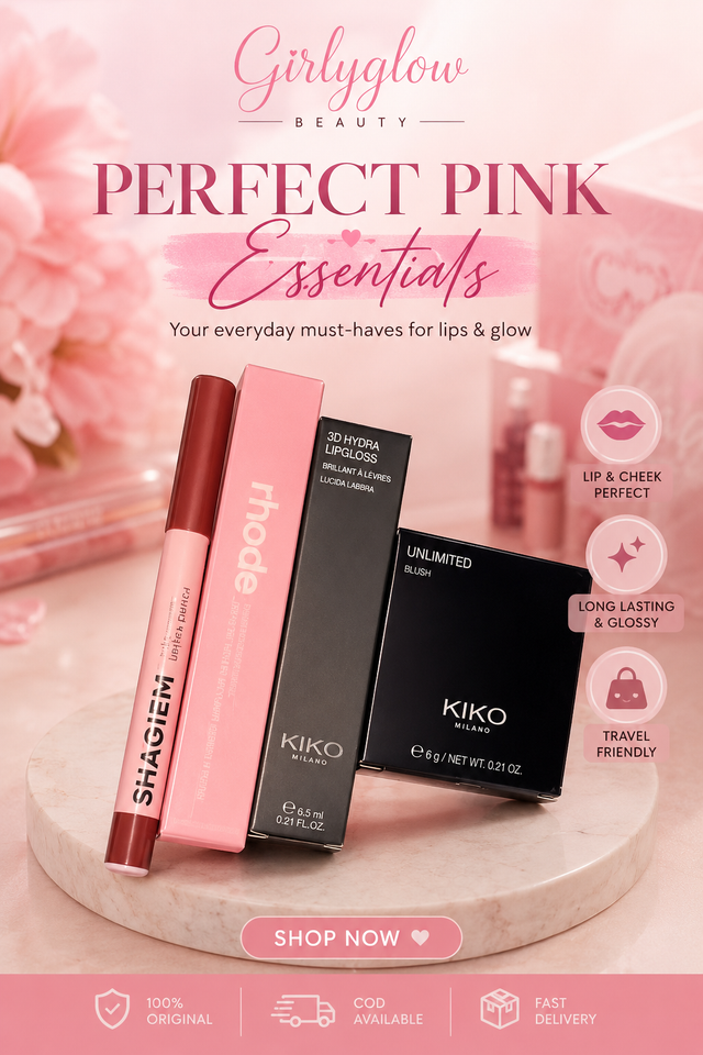 Pookie pink bundle 🎀 | sheglam lip-pencil | rhode lipgloss | kiko lipgloss | kiko blush