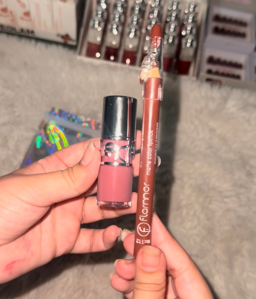 Pink baddie lipcombo | lip-pencil | ysl lipgloss
