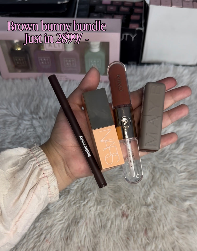 Brown bunny bundle | huda beauty lip stain | nars liquid blush | kiko milano 2in1 gloss | maybelline matte lipstick