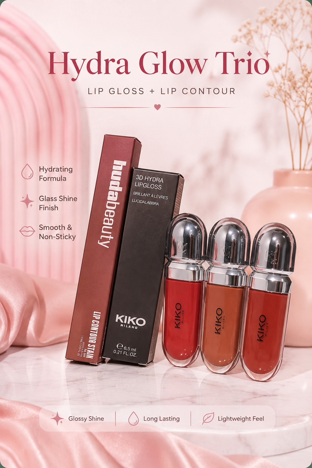 Baddie combo bundle | 1 hudabeauty lipstain | 1 3D hydra kiko milano gloss