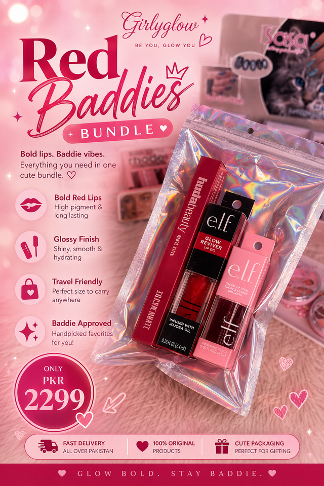 Red baddies bundle | huda beauty lipstain | elf lipgloss | elf liptint