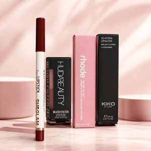Berry pop bundle  | sheglam lip-pencil | hudabeauty filter blushes | rhode liptint | kiko gloss
