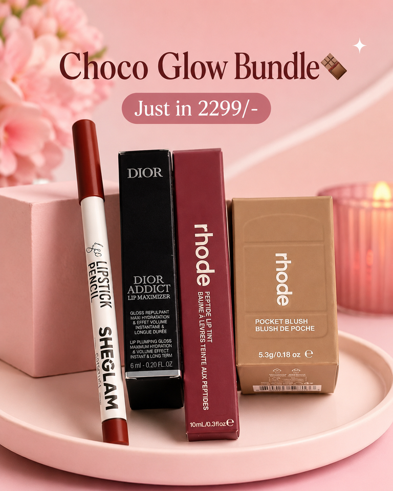 Choco Glow bundle | sheglam lip pencil | dior lipgloss | rhode gloss | rhode blush