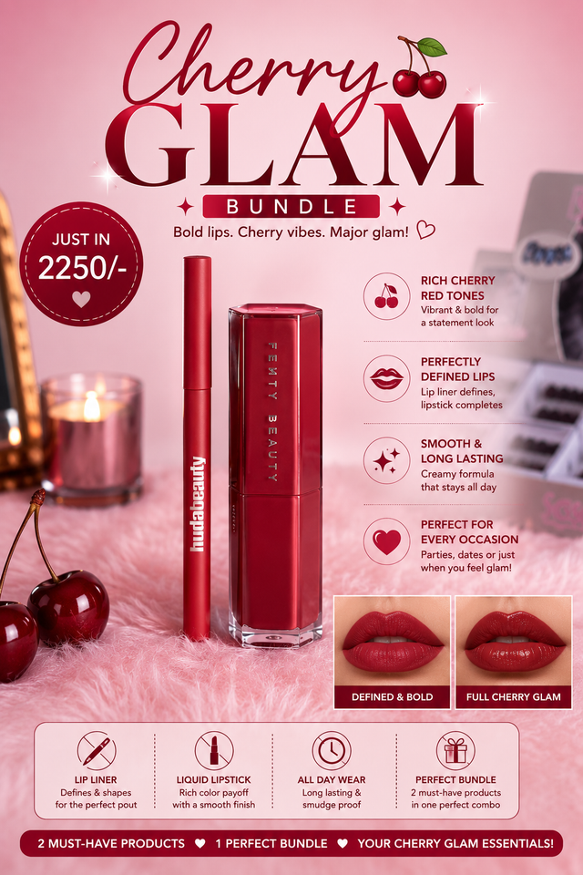 Cherry glam bundle | huda beauty lipstain | huda beauty gloss stick