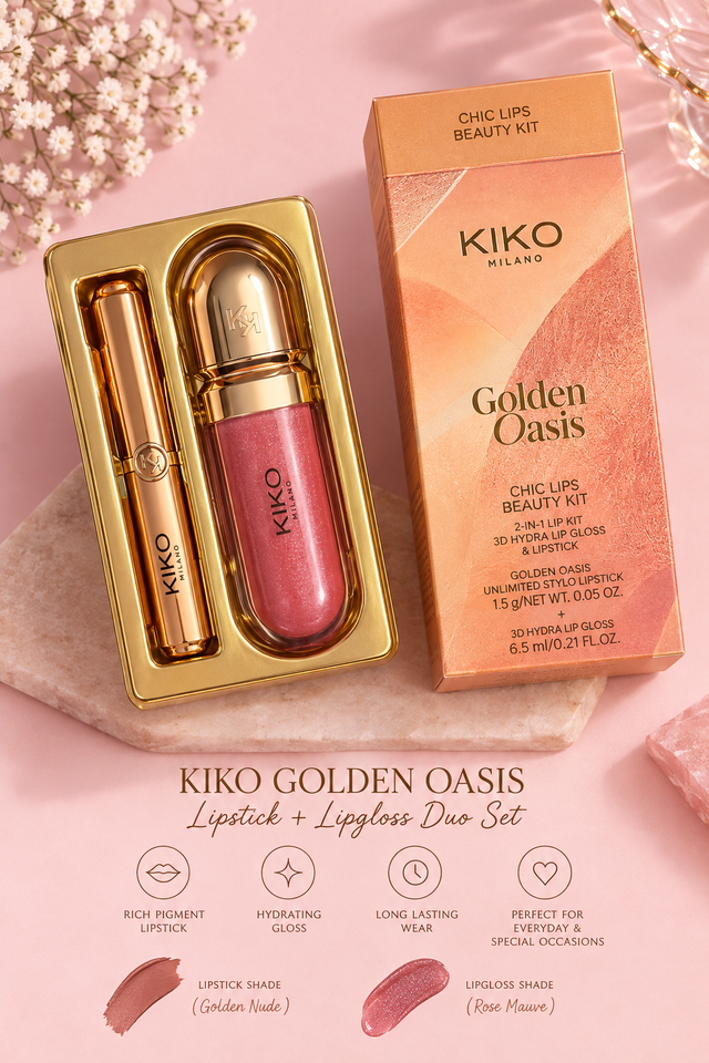 ✨ KIKO Golden Oasis Lipstick + Lipgloss Duo