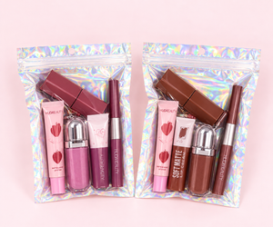 Pink girlie and brown baddie bundle | lip-pencil | kiko inspire lipgloss | hudamoji matte gloss | hudamoji charm gloss | hudamoji blush